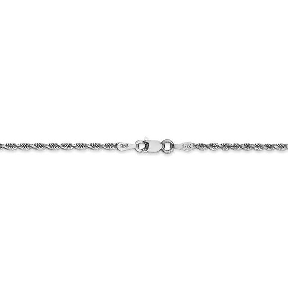 2mm, 14k White Gold D/C Quadruple Rope Chain Necklace, 20 Inch